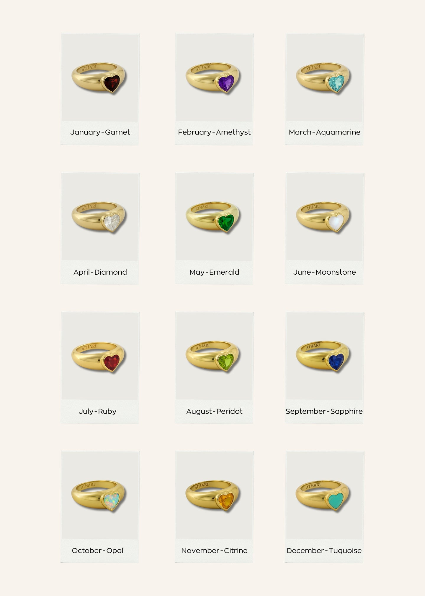 BIRTHSTONE HEART RING